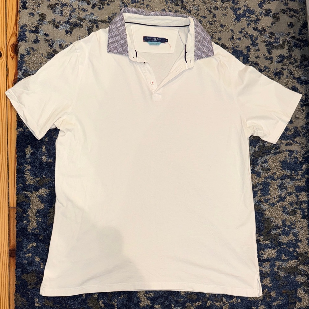 Stone Rose White Polo with Patterned Collar